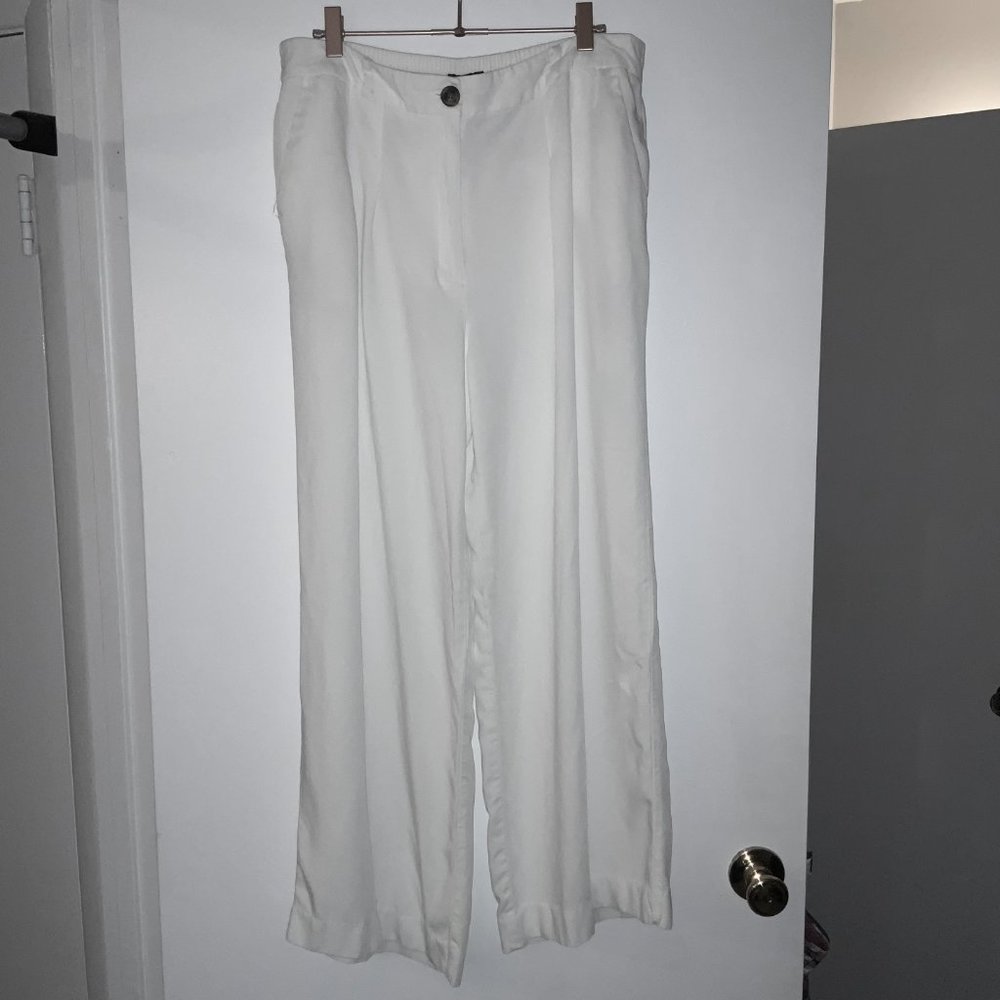 Worthington Rayon White Wide Leg Pants Slacks Size L (12-14)
